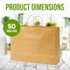 50pcs Kraft Paper Bag With Handle, Kraft-Color Takeaway Bag, Recycled Paper Shopping Bag, Portable Gift Packaging Bag, Grocery Retail Bag For Small Bu