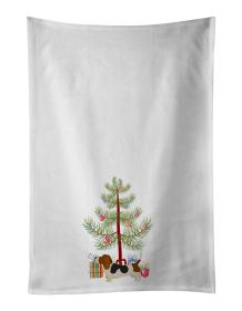 NEW Basset Hound Christmas Tree Kitchen Towel Set of 2 White Dish Towels Decorative Bathroom Hand towel for Hand, Face, Hair, Yoga, Tea, Dishcloth, 19