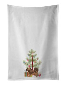 NEW Tibetan Spaniel Christmas Tree Kitchen Towel Set of 2 White Dish Towels Decorative Bathroom Hand towel for Hand, Face, Hair, Yoga, Tea, Dishcloth,