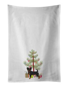 NEW Black and Tan Chion Christmas Tree Kitchen Towel Set of 2 White Dish Towels Decorative Bathroom Hand towel for Hand, Face, Hair, Yoga, Tea, Dishcl