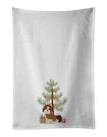 NEW Imperial Shih Tzu Christmas Tree Kitchen Towel Set of 2 White Dish Towels Decorative Bathroom Hand towel for Hand, Face, Hair, Yoga, Tea, Dishclot