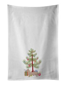 NEW Tan Chiweenie Christmas Tree Kitchen Towel Set of 2 White Dish Towels Decorative Bathroom Hand towel for Hand, Face, Hair, Yoga, Tea, Dishcloth, 1