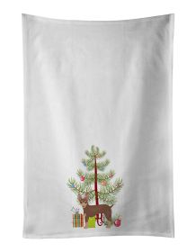 NEW Miniature Fox Terrier Christmas Tree Kitchen Towel Set of 2 White Dish Towels Decorative Bathroom Hand towel for Hand, Face, Hair, Yoga, Tea, Dish