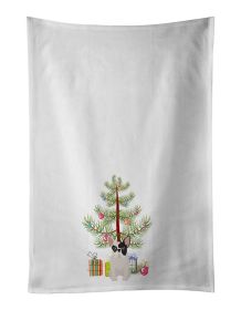 NEW Black and White French Bulldog Christmas Tree Kitchen Towel Set of 2 White Dish Towels Decorative Bathroom Hand towel for Hand, Face, Hair, Yoga,