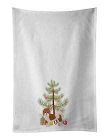 NEW Mal-Shi Christmas Tree Kitchen Towel Set of 2 White Dish Towels Decorative Bathroom Hand towel for Hand, Face, Hair, Yoga, Tea, Dishcloth, 19 X 28