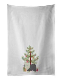 NEW Old English Sheepdog Christmas Tree Kitchen Towel Set of 2 White Dish Towels Decorative Bathroom Hand towel for Hand, Face, Hair, Yoga, Tea, Dishc