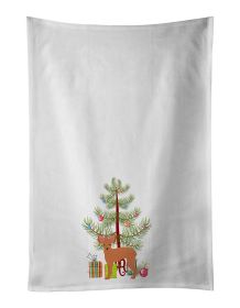 NEW Russkiy Toy or Russian Toy Terrier Christmas Tree Kitchen Towel Set of 2 White Dish Towels Decorative Bathroom Hand towel for Hand, Face, Hair, Yo