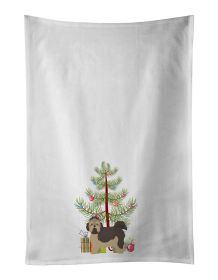NEW Russian Tsvetnaya Bolonka Lap Dog Christmas Tree Kitchen Towel Set of 2 White Dish Towels Decorative Bathroom Hand towel for Hand, Face, Hair, Yog