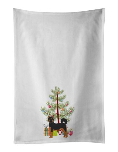 NEW Akita Shepherd Black and Tan Christmas Tree Kitchen Towel Set of 2 White Dish Towels Decorative Bathroom Hand towel for Hand, Face, Hair, Yoga, Te