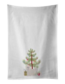 NEW Maltese Christmas Tree Kitchen Towel Set of 2 White Dish Towels Decorative Bathroom Hand towel for Hand, Face, Hair, Yoga, Tea, Dishcloth, 19 X 28