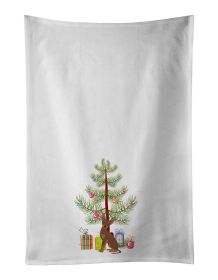 NEW Brown Prague Ratter Christmas Tree Kitchen Towel Set of 2 White Dish Towels Decorative Bathroom Hand towel for Hand, Face, Hair, Yoga, Tea, Dishcl