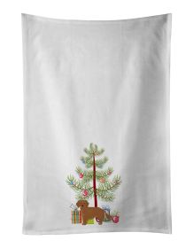 NEW Small Greek Domestic Dog Kokoni Christmas Tree Kitchen Towel Set of 2 White Dish Towels Decorative Bathroom Hand towel for Hand, Face, Hair, Yoga,