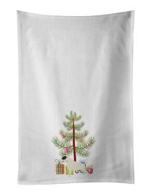 NEW Black and White Bull Terrier Christmas Tree Kitchen Towel Set of 2 White Dish Towels Decorative Bathroom Hand towel for Hand, Face, Hair, Yoga, Te