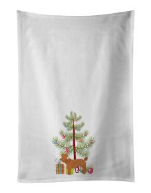 NEW Toy Poodle Christmas Tree Kitchen Towel Set of 2 White Dish Towels Decorative Bathroom Hand towel for Hand, Face, Hair, Yoga, Tea, Dishcloth, 19 X