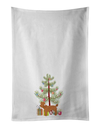 NEW Toy Poodle Christmas Tree Kitchen Towel Set of 2 White Dish Towels Decorative Bathroom Hand towel for Hand, Face, Hair, Yoga, Tea, Dishcloth, 19 X