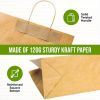 50pcs Kraft Paper Bag With Handle, Kraft-Color Takeaway Bag, Recycled Paper Shopping Bag, Portable Gift Packaging Bag, Grocery Retail Bag For Small Bu