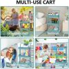 Rolling Trolley With Wheels Bathtub Manager Tolley Rolling Metal Tissue Trolley Handle - Blue