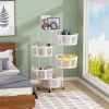 Household Storage Rotatable Kitchen Organizers Bedroom Movable Bathroom 3-5 Layers With Wheels 3-layer Stockpile Shelf