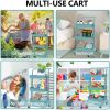 Rolling Trolley With Wheels Bathtub Manager Tolley Rolling Metal Tissue Trolley Handle - Blue