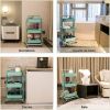 Rolling Trolley With Wheels Bathtub Manager Tolley Rolling Metal Tissue Trolley Handle - Blue