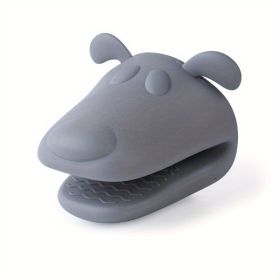 2pcs Oven Mitts, Food Grade High Temperature Resistant Silicone Hand Clip, Baking Gloves, Oven Gloves, Silicone Hippopotamus Heat Insulated Hand Clip (Color: grey)