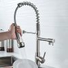 DQOK Black Brushed Spring Pull Down Kitchen Sink Faucet Hot & Cold Water Mixer Crane Tap with Dual Spout Deck Mounted